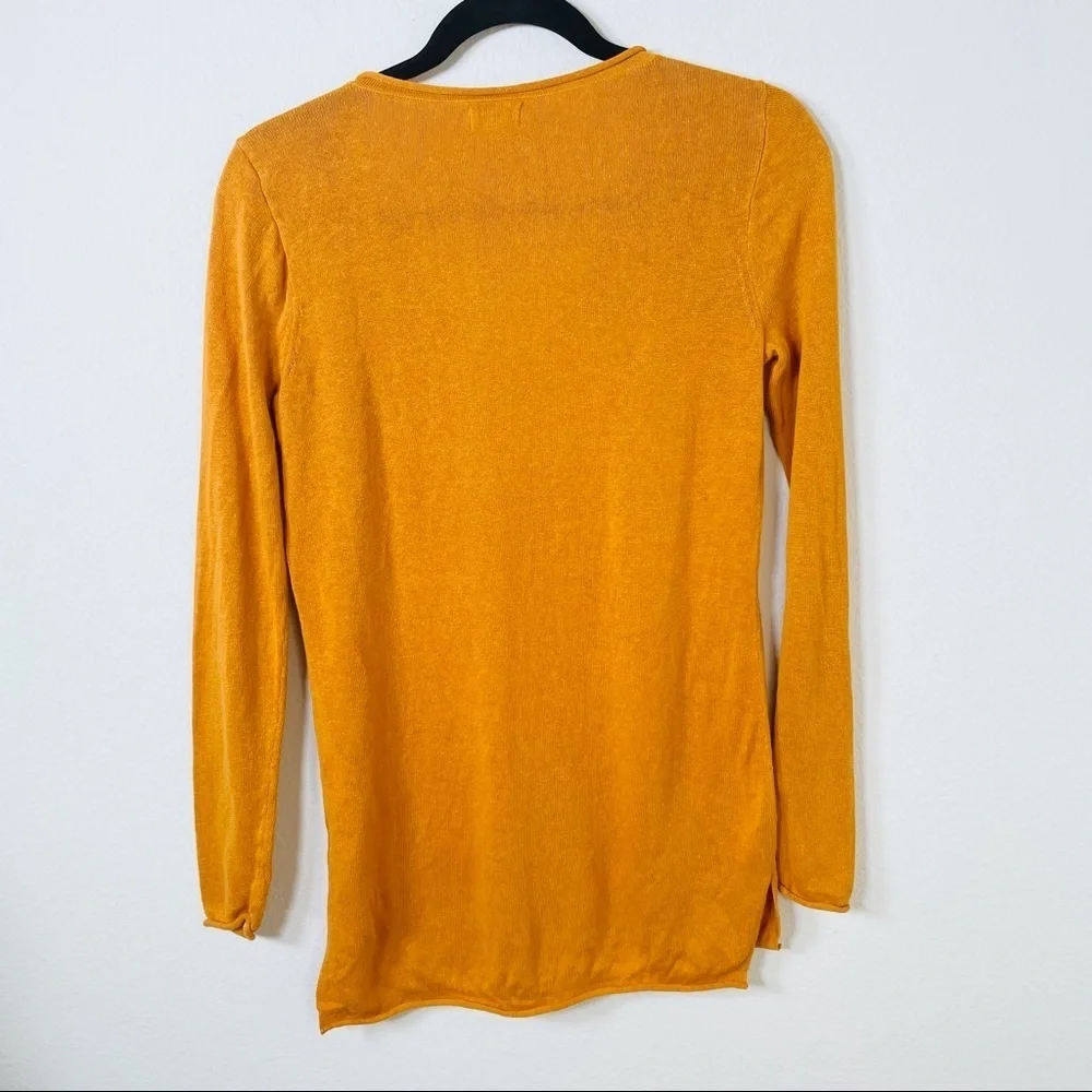 J. Crew Linen Blend V-Neck Mustard Yellow Sweater